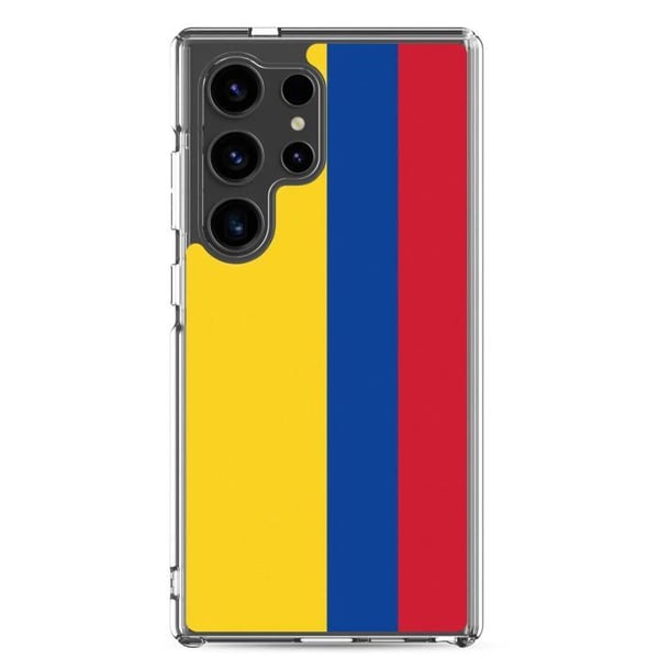 Telefonfodral – Colombias flagga – Kompatibel med Samsung Galaxy S24 – Mjuk skydd – Slitstark och stöttålig – Pixelforma