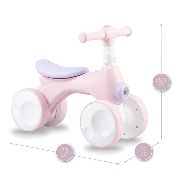 MoMi TOBIS – Draisienne Bebis utan Pedaler – Bubblor, LED-ljus, Fjärrkontroll – Justerbart Styre – Rosa