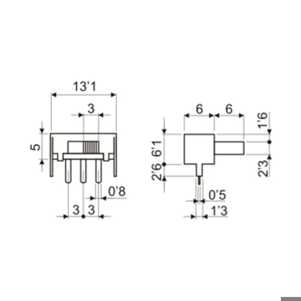 Brytare 2p/1c - ELECTRO DH - 17.117 - Svart knapp - Kretskortsterminaler - 2 portar