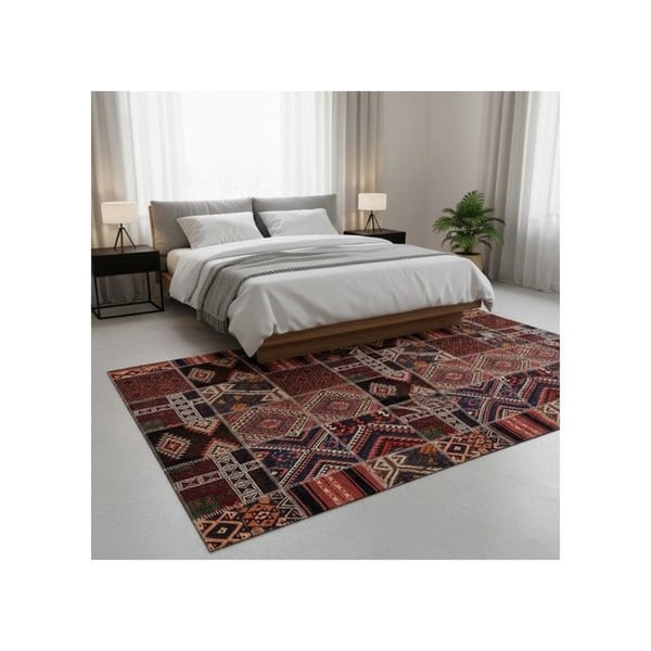 Patchworkmatta - MELIS HOME - Traditionell patchwork kilim - Chenille och bomull - Halkskydd - 120x160 cm