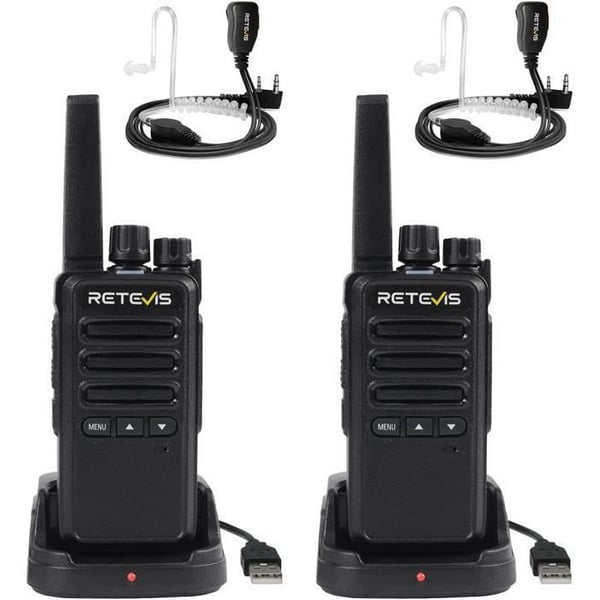 Retevis RT668B Talkies Walkies, PMR446 Radio, utan licens, VOX, 16 kanaler, CTCSS/DCS, med hörsnäcka, robust för resor, camping