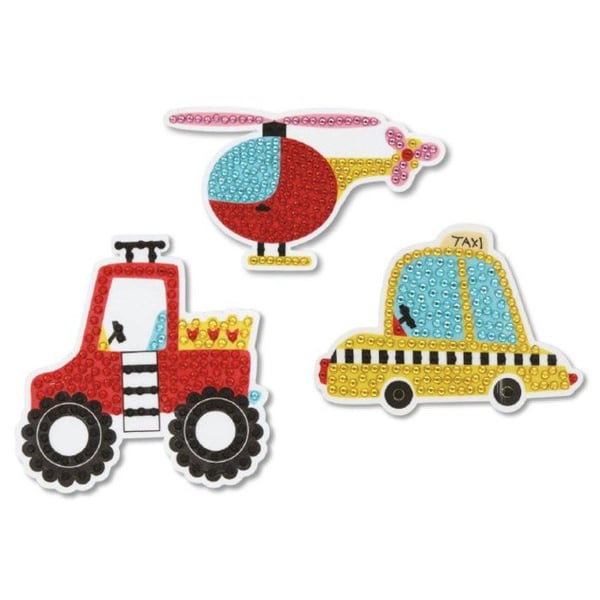 MégaCréa DIY - Kit med klistermärken för diamantmålning Transporter 6 till 8,2 cm 3 stycken
