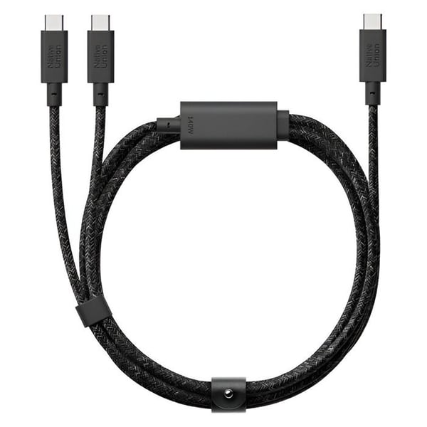 USB-C till 2 USB-C-kabel - NATIVE UNION - Modell Belt - 2m - Laddning 140W - Synchronisering 480Mbps