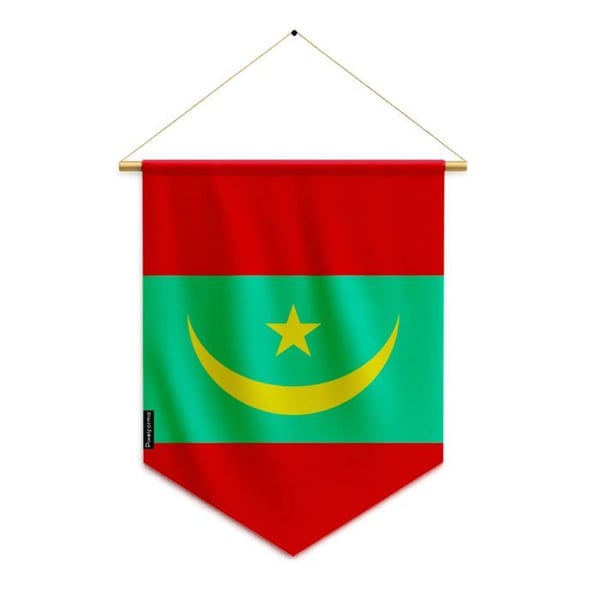 Fanion – Flagga för Mauretanien – 30 x 45 cm – Polyester – Att Hänga – Pixelforma