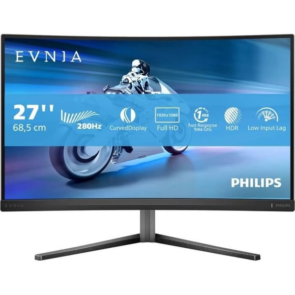 Spel-PC-skärm med böjd skärm - Philips - 27" - FHD - 280Hz - Snabb VA-panel - 1ms - Justerbar - 27M2C5200W/00