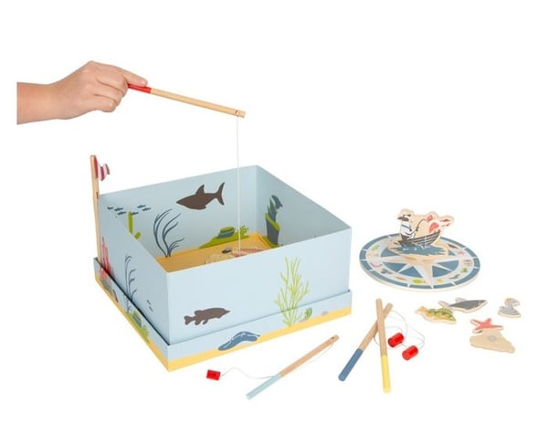 Fiskespil i træ - SMALL FOOT - 4 Friends - Farverigt design - Lære mens man leger - 2 spillere eller flere