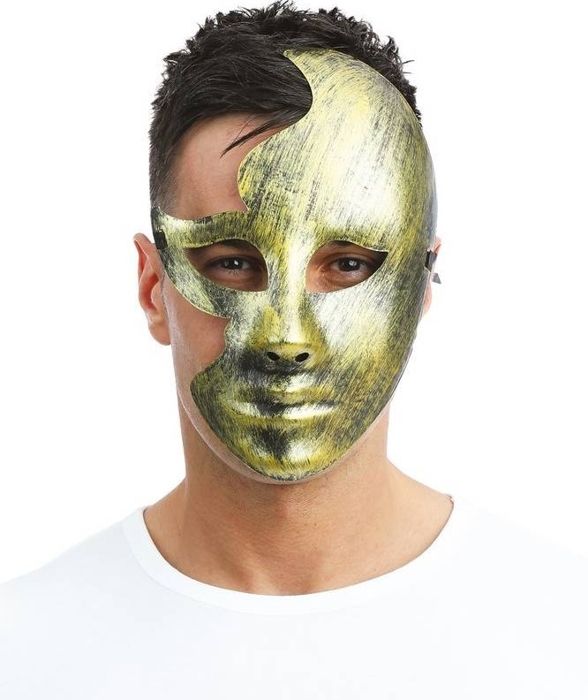 Ansiktsmask - LITEN CLOWN - re23382 - Guld - Metallisk effekt - En storlek vuxen