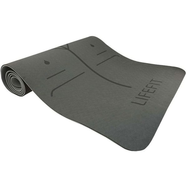 Yogamatta - LIFEFIT - LOTOS DUO - 183x58cm - Tjocklek 0,6cm - Svart