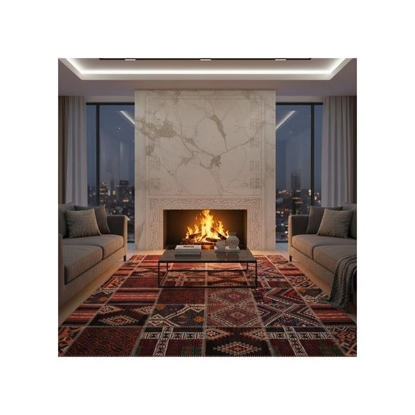 Matta - MELIS HOME - Traditionell patchwork kilim - Röd multi - 160x230 cm - Halkskydd Matta - MELIS HOME - Traditionell patchwork kilim - Röd multi - 160x230 cm - Halkskydd