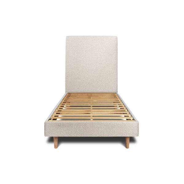 Säng 90x190cm med tuftad resårgavel och sängbotten i beige - Total höjd: 29cm