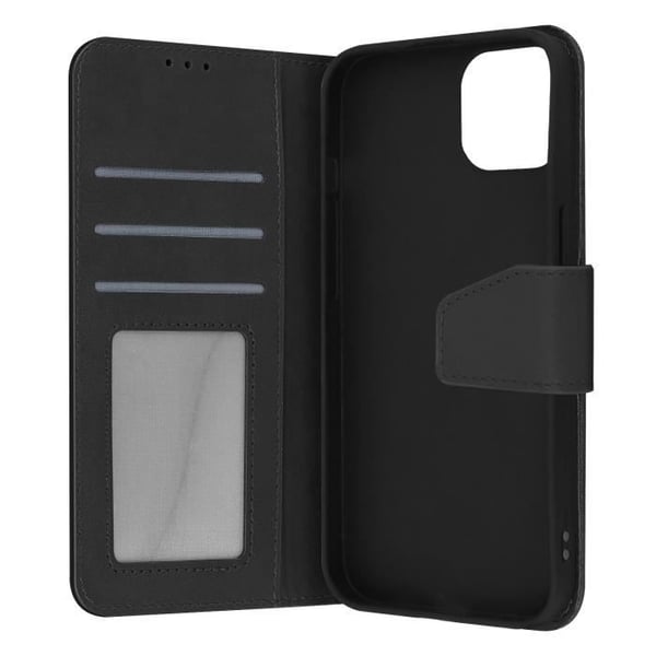 AVIZAR Premium Leather iPhone 14 Pro Max Fodral - Svart - Korthållare och videoställ