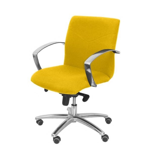 Ergonomisk mottagningsfåtölj med lutningsmekanism och justerbar i höjdled Sits och rygg klädd i gult BALI-tyg