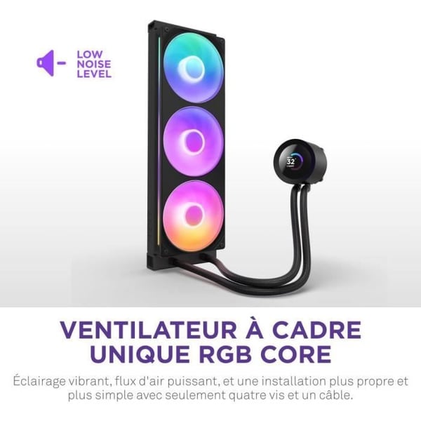 Vattenkylning - NZXT - RL-KR360-B2 - Kraken Plus 360 RGB - Anpassningsbar kvadratisk skärm 1.54" och RGB-fläktar - Svart