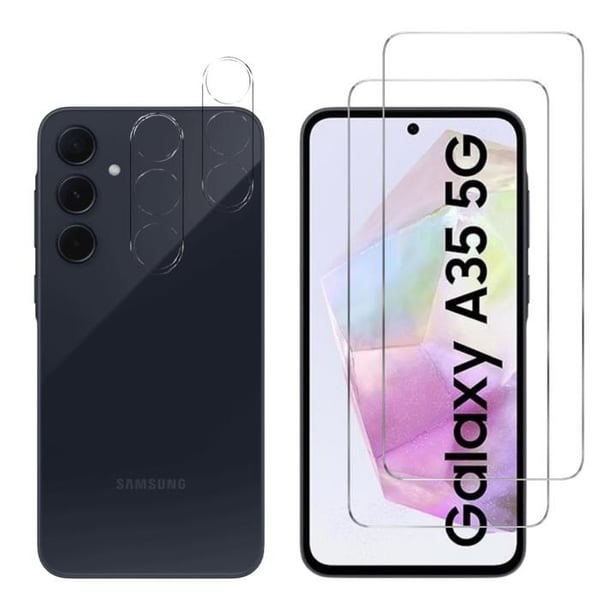 Härdat Glas - Phonillico - Samsung Galaxy A35 5G - Paket med 2 - Riftsäker - Transparent