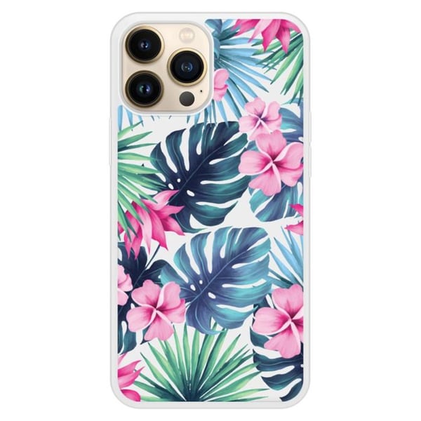 Coque i silikon med förstärkning, tryckt, kompatibel med Apple iPhone 13 Pro Max, Tropical Aquarelle