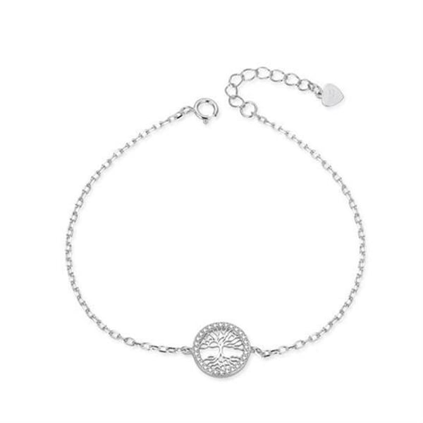Armband - AGATO - AGB766/21 - Rhodiumpläterad - Livets träd - Justerbar längd 17-21 cm