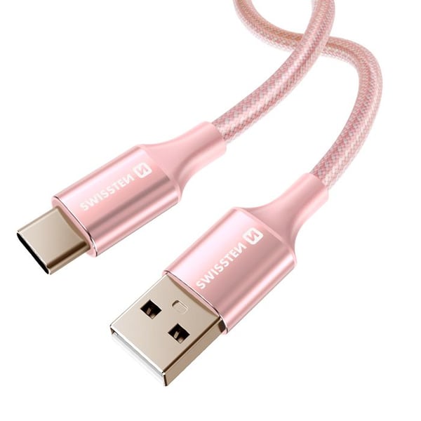 USB-kabel till USB-C - SWISSTEN - Flätad design - 1,5 m - 60W - Anti-knut