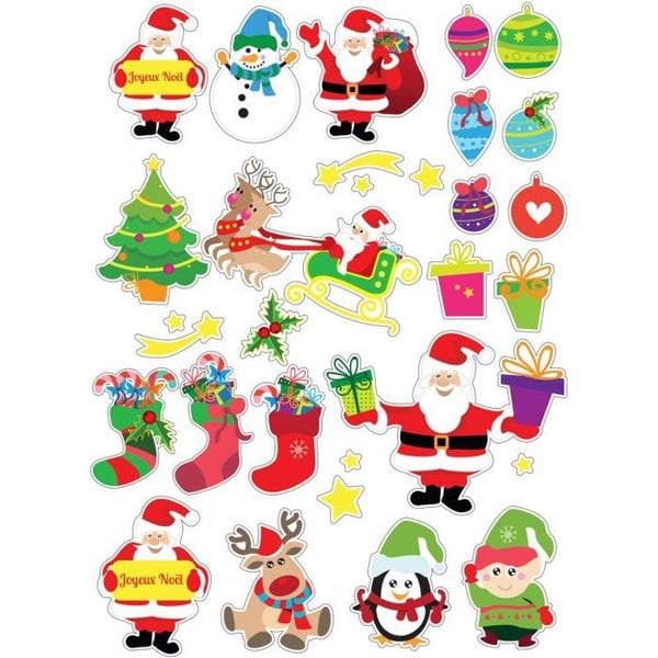 MégaCréa DIY - Klistermärken Jultomte och sällskap 1,7 till 7,5 cm 30 stycken