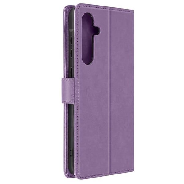 Plånboksfodral - Samsung - Galaxy A55 - Blomma Fjäril - Ljuslila - Rem ingår