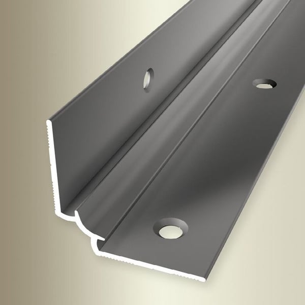 PROVISTON Inre vinkel för trappa l 32 mm H 3.2 mm L 2500 mm Anodiserad aluminium Slät Silver Dubbel förskjutning Inbyggd Genomborrad