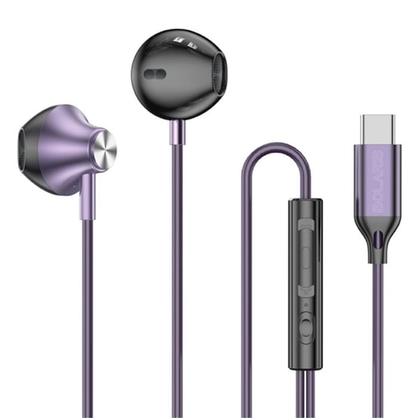 Semi-in-ear USB-C hörlurar med fjärrkontroll Modell Jupiter Lila