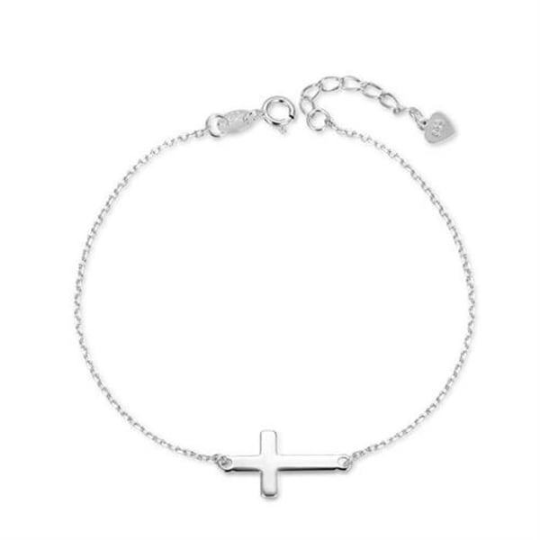 Armband - AGATO - AGB764/21 - Rhodinerad silver - Justerbar längd 17 cm - Korsmönster