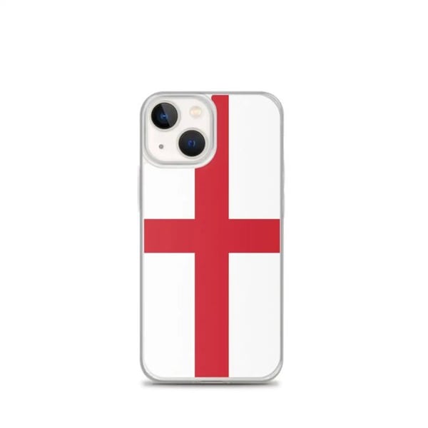 Mobilskal – Englands flagga – Kompatibel med iPhone 13 mini – Flexibelt fodral – Slitstarkt och stöttåligt – Silikon – Pixelforma