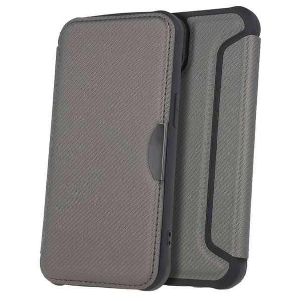 Foliofodral - Smart Carbon - Samsung Galaxy S24 - TPU - Magnetisk stängning - Videostöd