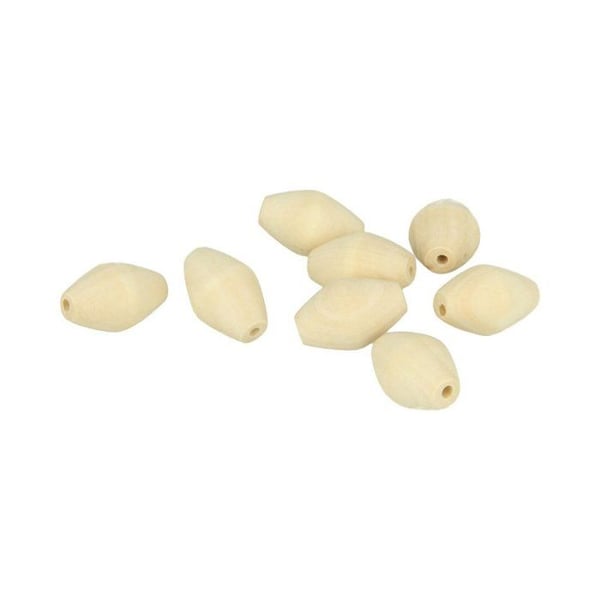 8 TUPPERKLÄDDA PERLAR AV TRÄ - 20X30 MM - SMYCKEN