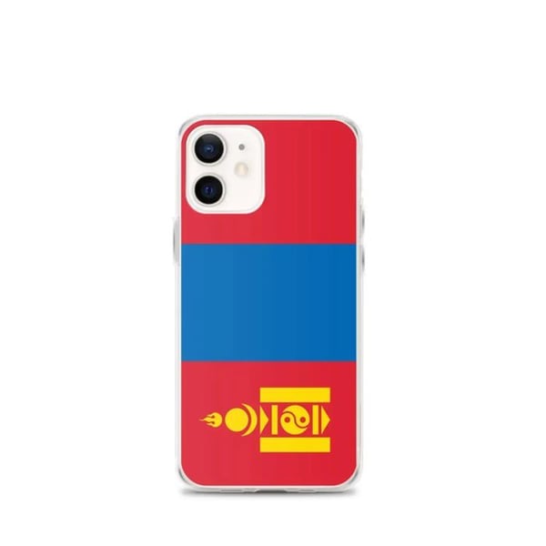 Mobilskal – Mongoliets flagga – Kompatibel med iPhone 12 mini – Flexibelt fodral – Slitstarkt och stötsäkert – Silikon – Pixelforma