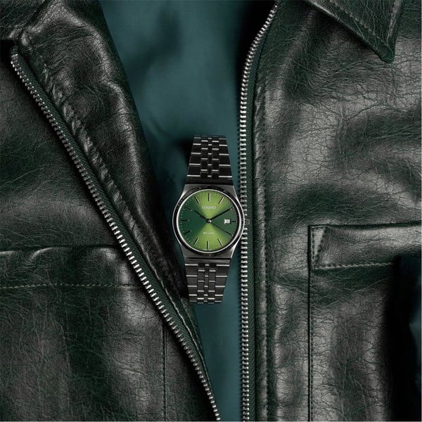 Klocka - CASIO - MTP-B145D - Man - Grön - Kvarts - Analog