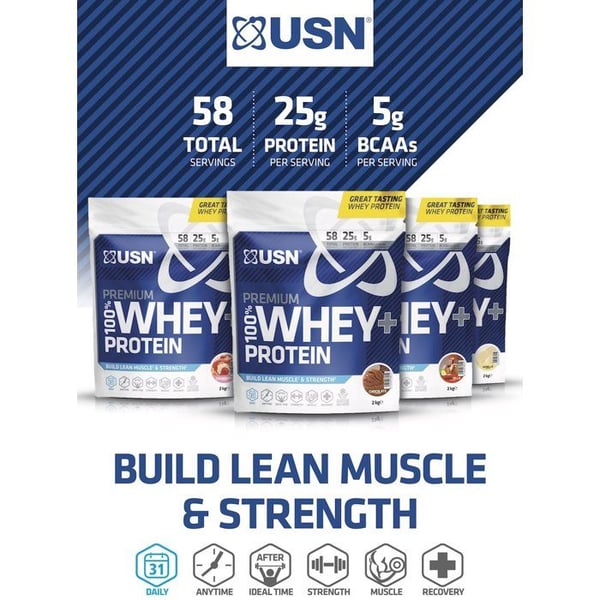 USN 100% Premium Whey Väska, 2000g, jordgubb