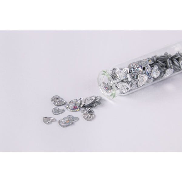 Paillettes Hjärta / Blommor matchande, Färgglad, 0,8 - 1cm, i flaskor, förpackning med 5 flaskor