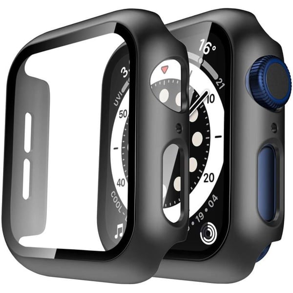 Coque kompatibel Watch 44mm Serie SE 3 - Hårdt beskyttelsesetui sort med hærdet glas Phonillico®