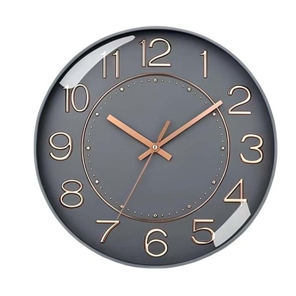 Tyst Väggklocka 26 cm med Modern och Lyxig Design Grå