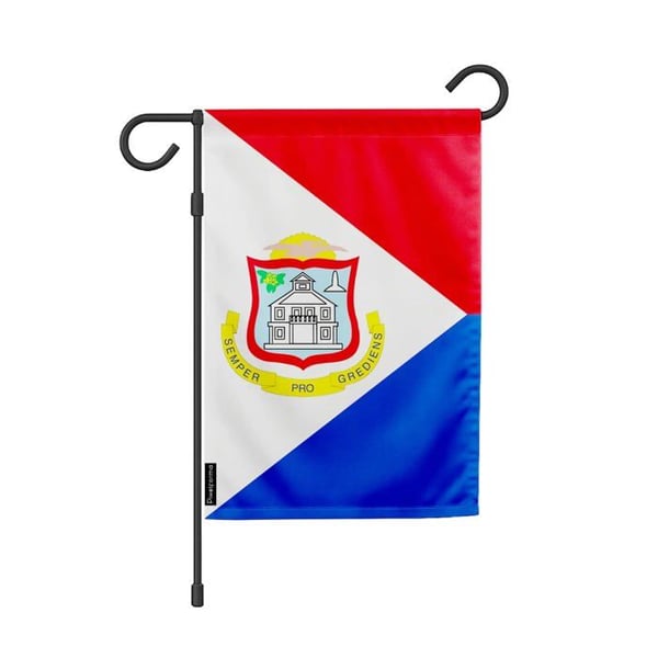 Flagga - Saint-Martin - 32 x 47.5 cm - Polyester - Tryck på fram- och baksidan - Flerfärgad