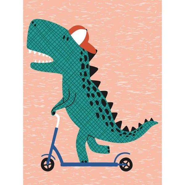 MégaCréa DIY - Kit för diamantmålning barn Dino sparkcykel 15 x 20 cm