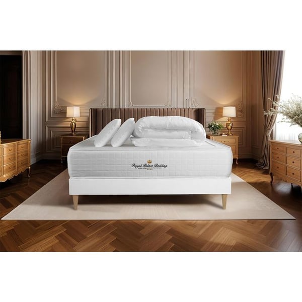 Pack med påsfjädrar madrass sängram KIT + minnesskum maxi tjocklek Windsor 160x200cm + 2 kuddar + 1 täcke 2