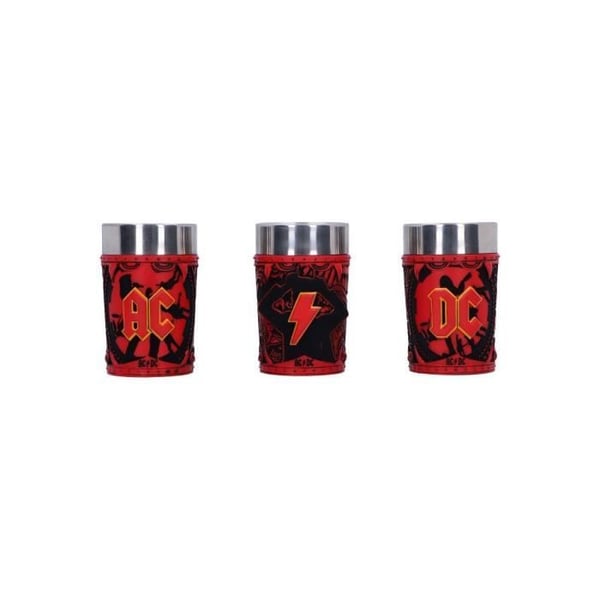 Shotglas - NEMESIS NOW - AC/DC - Pack om 3 - Röd - Cylindrisk Glas