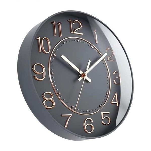 Tyst Väggklocka 26 cm med Modern och Lyxig Design Grå