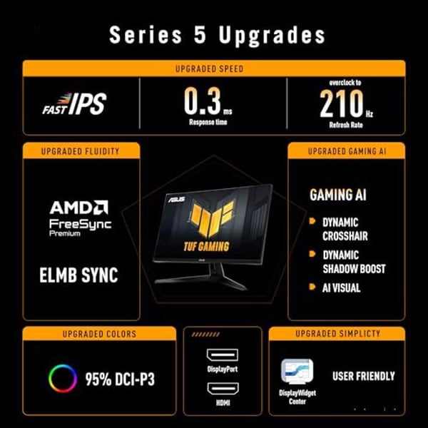 Gaming Monitor - ASUS - TUF Gaming VG27AQ5A - 27 tum QHD - 210 Hz - 0,3 ms (GTG)