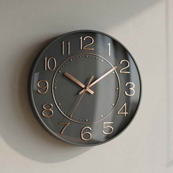 Tyst Väggklocka 26 cm med Modern och Lyxig Design Grå