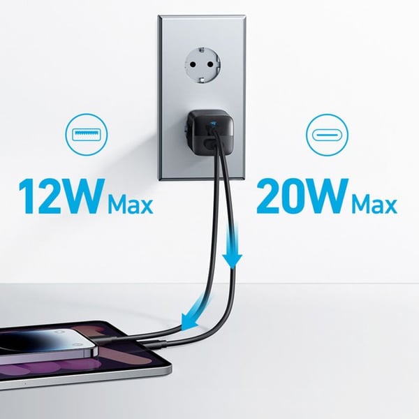 Väggladdare - ANKER - 323 (A2331G11) - Type-C - USB - 33W snabbladdning - Svart