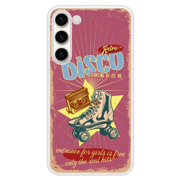Coque i förstärkt silikon med tryck kompatibel med Samsung Galaxy S23 Plus Retro disco