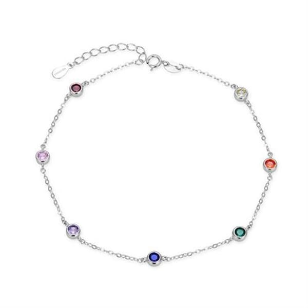 Armband - AGATO - AGB767/21 - Rhodinerad silver - Färgade zirkoner - Justerbar längd 17 cm