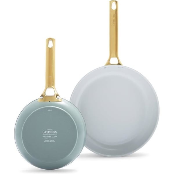 Set stekpannor - GREENPAN - Padova Reserve - 2 st 20/28 cm - Keramik utan PFAS - Guldhandtag induktion