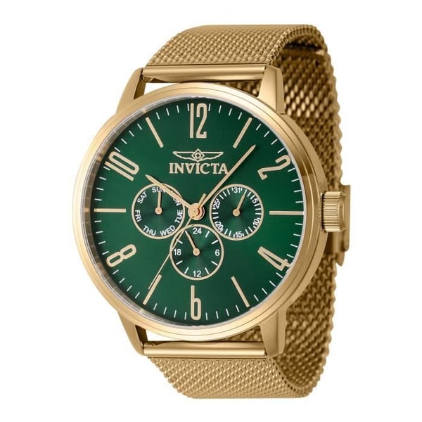 Klocka - INVICTA - Specialty 47123 - Kvarts - Rostfritt stål - 44 mm - Grön, Guld