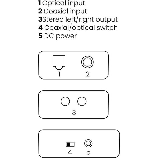 AV-omvandlare - MARMITEK - 25008127 - Toslink/Koaxial→RCA - 2x RCA stereo - Svart
