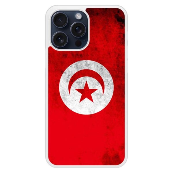 Fodral i förstärkt silikon med tryck, kompatibel med Apple iPhone 15 Pro Max, Tunisiens flagga