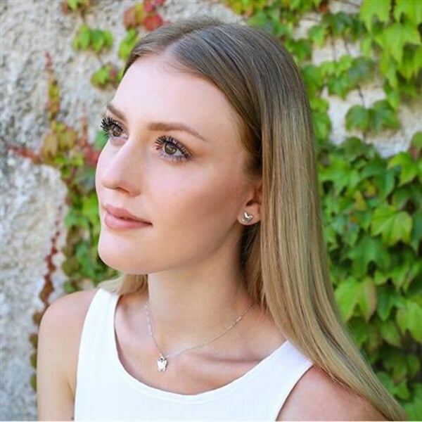Smyckeset i silver - BENETO - AGSET224L - Halsband och örhängen - Design fjäril - Rodymerad